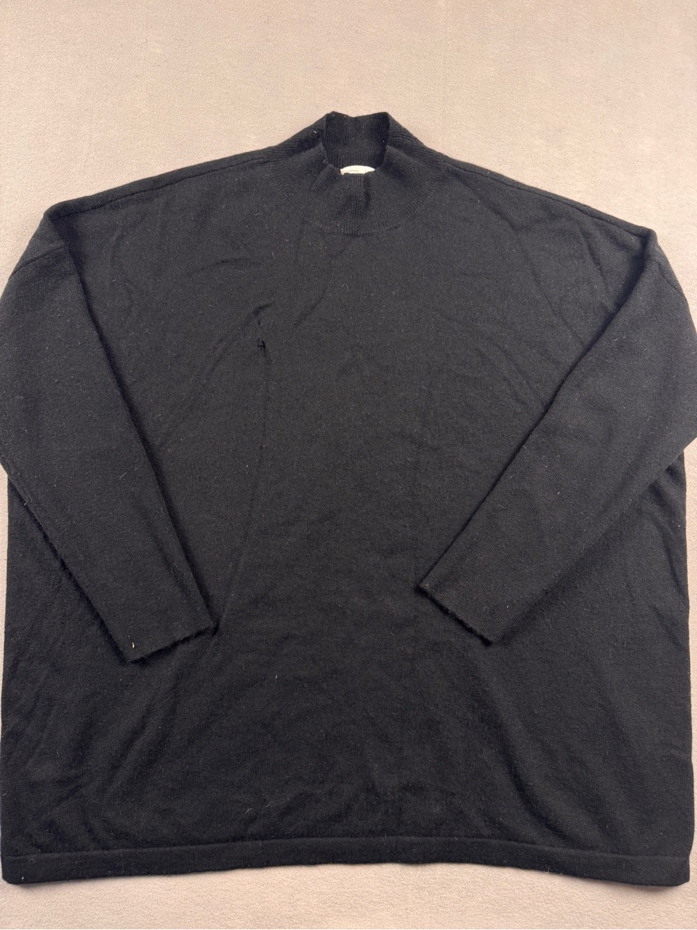 J Jill Black 100% Cashmere Mock Neck Womens XL Long Sleeve Sweater Needs Repair